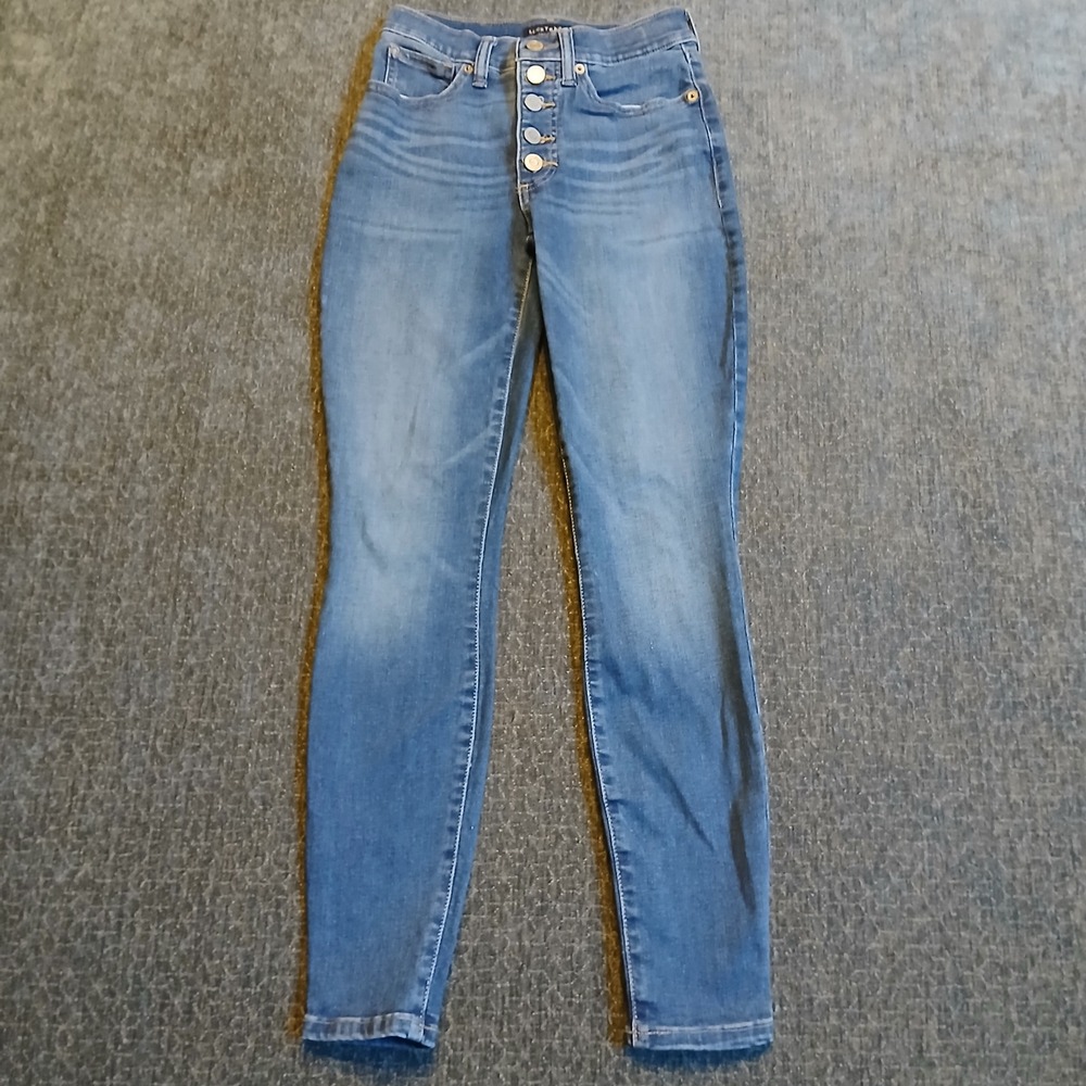 Lucky Brand High Rise Skinny Ankle Jeans Blue Button Fly Size 0/25